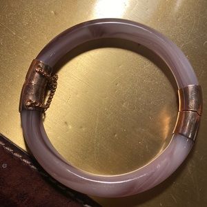 Lavender Colored bangle bracelet with gold accents